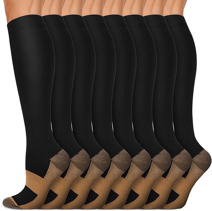 Iseasoo Copper Compression Socks (15-20 mmHg) for Men & Women - Running, Hiking, Cycling, Travel - Improves Circulation