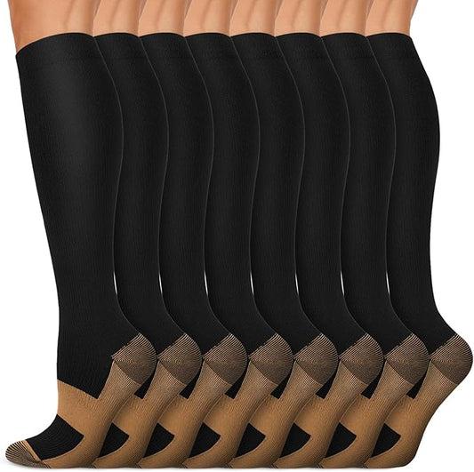 Iseasoo Copper Compression Socks (15-20 mmHg) for Men & Women - Running, Hiking, Cycling, Travel - Improves Circulation