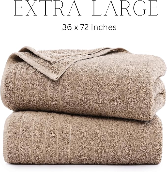 Casa Platino Oversized Bath Sheet Towels, 2 Pack Bath Sheet(36"x 72"), 100% Ring Spun Cotton Bath Sheets, Lightweight Bath Sheet Set, Quick Dry Bath Sheets, Soft Bath Sheet Towel - Tawny Brown
