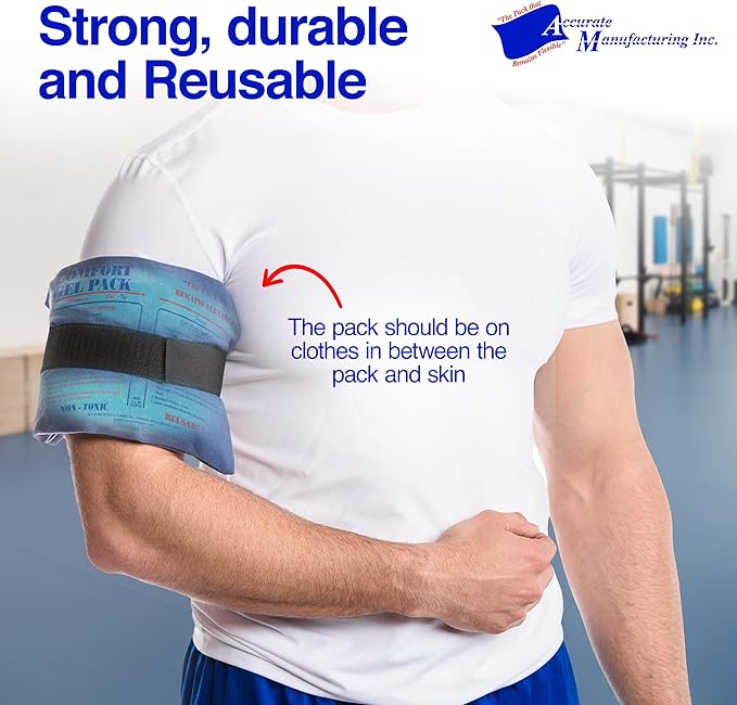 Flexible Reusable Gel Pack 6"x10" - Flexible Gel Packs for Neck, Wrist, Arm, Back and Shoulder Pain Relief - Versatile Hot or Cold Gel Packs for Injuries, Sore Muscles or Toothache Pain Relief, Blue