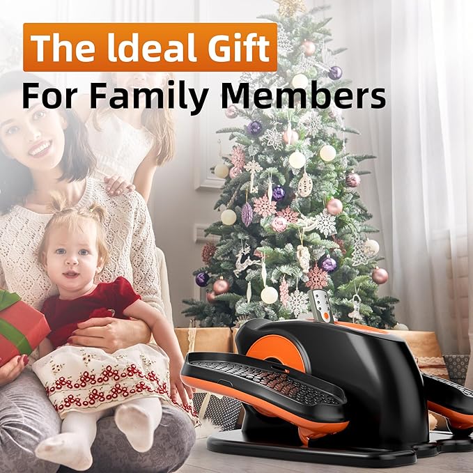 Under Desk Elliptical Machine, Electric Seated Elliptical with Auto/Therapy Modes & Safety Stop, 12-Level Quiet Motorized Elliptical for Seniors & Rehab, Desk & Home Office Use with Remote Control