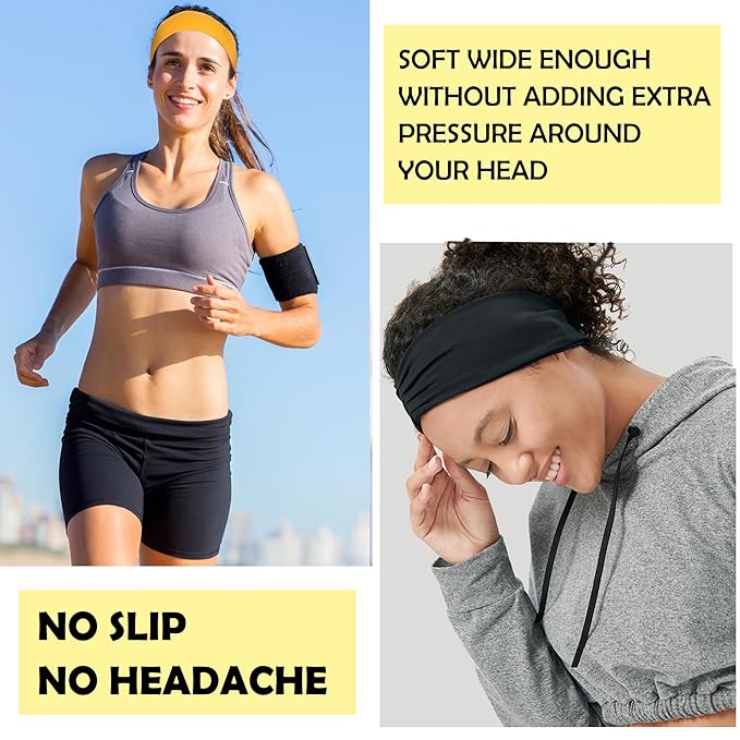 Lotus78, Pack of 8 Wide Headbands for Women Non Slip, Fashionable Sports Hair Bands for Women's Hair, Soft Elastic Stretchy Head Bands, Yoga Workout Headbands for Women Daily Fashion(Breeze icon)