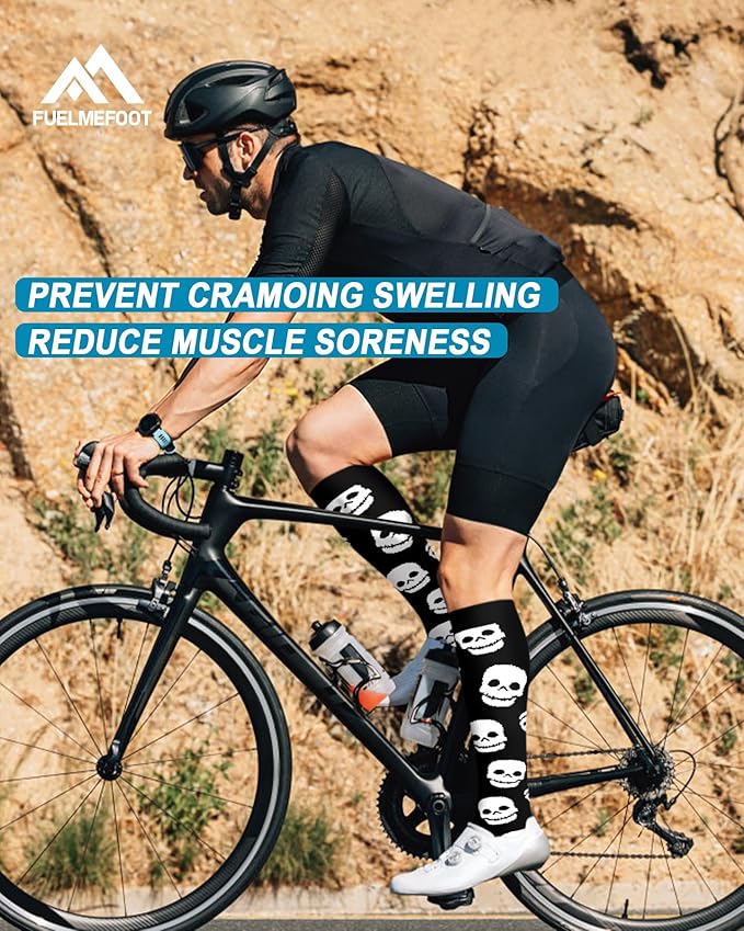 FuelMeFoot 6 Pairs Compression Socks for Women & Men 15-20mmHg Graduated Support Knee High Socks for Nurses, Travel, Athletic