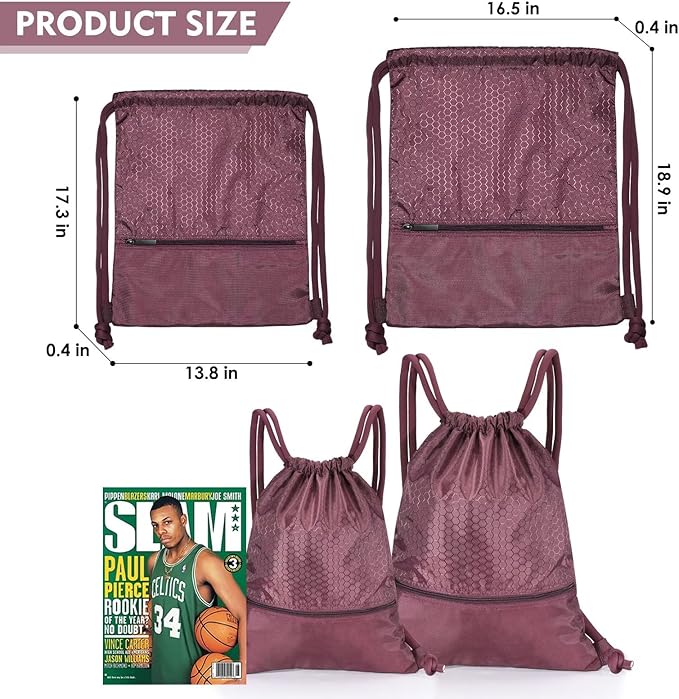 GAENMESH Drawstring Backpack Bag for Sports Lightweight Foldable Gym Bag with Sturdy Draw Cord Shoulder Strap Hiking Travel Camping