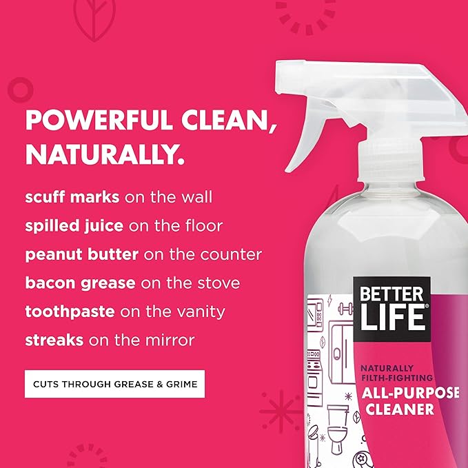 Better Life All Purpose Cleaner - Multipurpose Home and Kitchen Cleaning Spray for Glass, Countertops, Appliances, Upholstery- Multi-surface Spray Cleaner - Currant and Citrus, 32oz (Pack of 1)