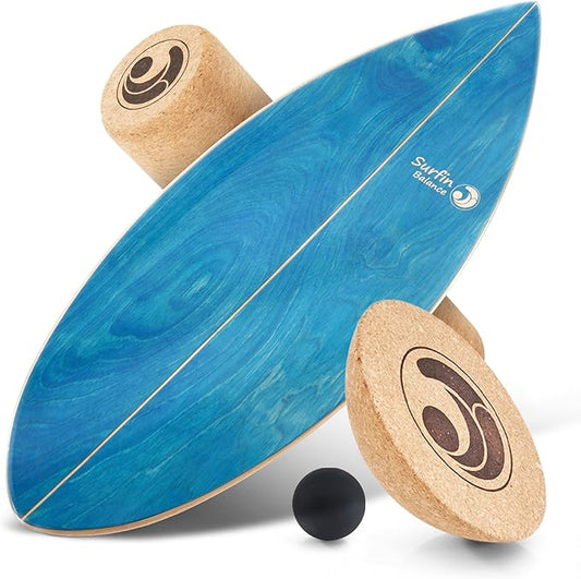 Wooden Balance Board - unique [incl. corc roller, corc hemisphere and balance ball] Balance Board Kids - Balance Boards for Adults - Indo Board Mobo Board Gibbon Board Giboard Slackboard Balancing