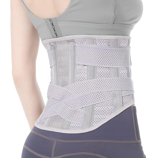 Breathable Back Brace for Women & Men - Comfortable Lower Back Pain Relief & Posture Corrector Support Belt to Relieve Pain and Improve Posture（Gray,Small）