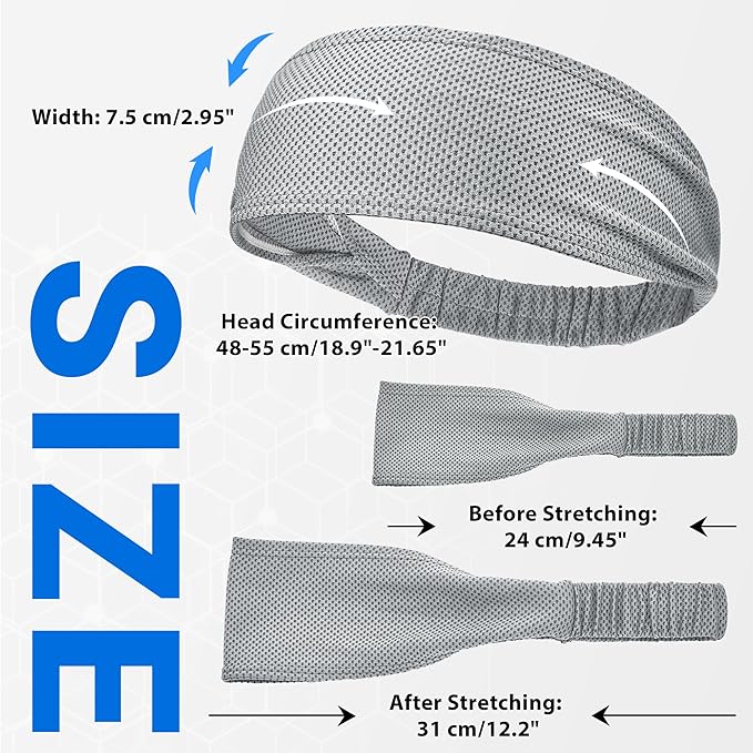 Sukeen Cooling Headbands for Women, Instant Cooling, Moisture Wicking Non-Slip Sweatbands for Women, Elastic Sweat Bands Headbands for Running Yoga Gym Athletic Sports Workouts