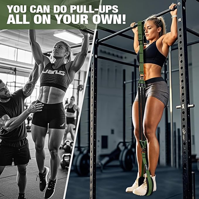 Pull Up Assistance Bands, Pull Up Bar Resistance Bands, Pull Up Bands for Enhanced Strength Training, Muscle Training, 3 Heavy-Duty Adjustable Pull Up Assist Strap & Comfortable Foot Strap