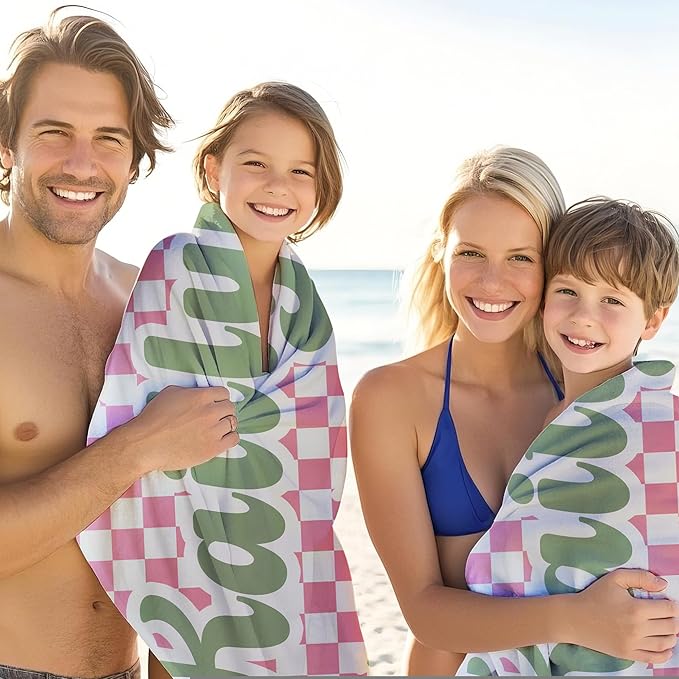 JML Personalized Beach Towel with Name, Custom Flower Beach Towel, Customized Microfiber Pool Towel, Quick Dry & Absorbent Swim Towel for Adult,Anniversary, Birthday, Summer Holiday,Vacation