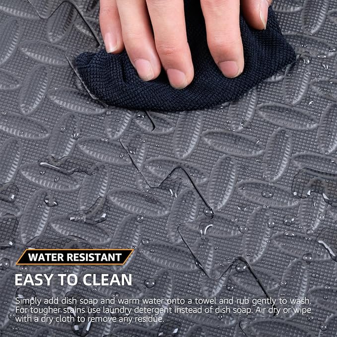 12 Pack, 48 SQFT - 24" x 24" - 1/2" Extra Thick Floor Exercise Mat for Home Gym or Floor Padding - High-Density EVA Interlocking Foam Floor Tiles for Gym Equipment, Play Area | Yoga, Cardio, Weights