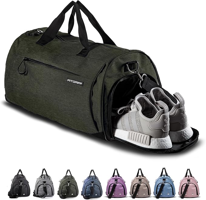 Fitgriff® Gym Bag for Men & Women with Shoe & Wet Compartment - Duffle Bag for Travel, Sports, Fitness & Workout