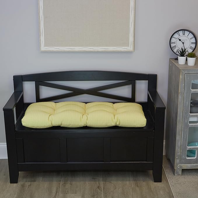 Klear Vu Corner Nook or Piano Seat Omega Non-Slip Tufted Bench Cushion for Indoor Furniture, Entryway Storage, Bay Window, 33 Inches, 15 Yellow