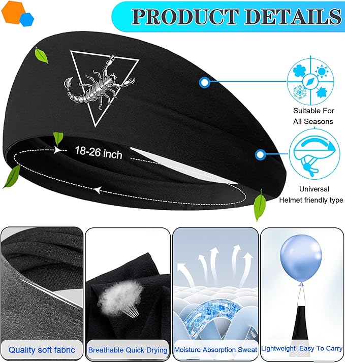 Sports Headbands for Men 3pcs Sweat Bands Headbands Men Workout Headband for Mens Cooling Sweat Head Bands Hairband