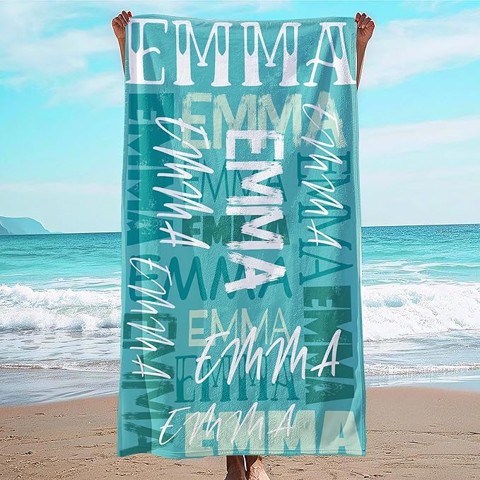 JML Personalized Beach Towel with Name, Custom Beach Towel with Name, Customized Microfiber Pool Towel, Quick Dry & Absorbent Swim Towel for Adult,Anniversary, Birthday, Summer Holiday,Vacation