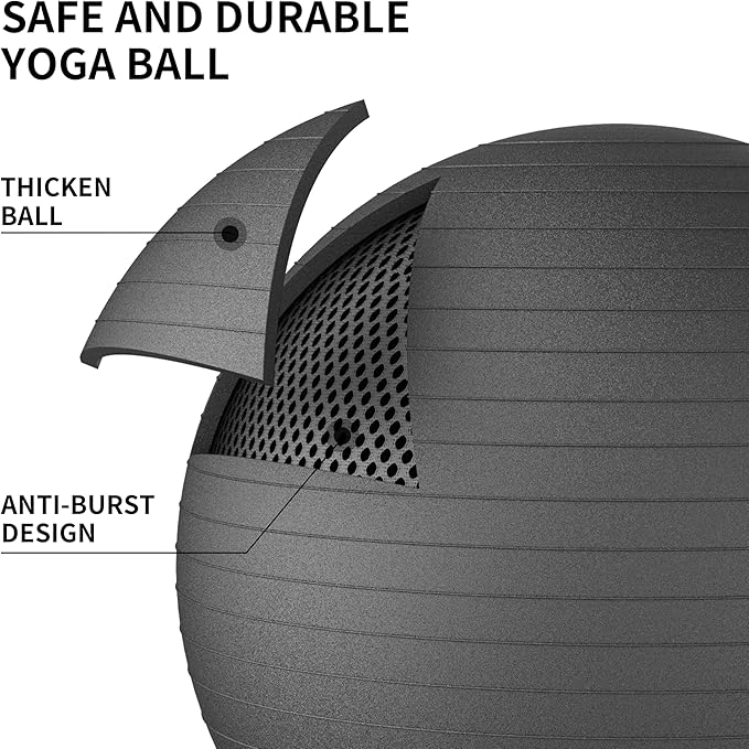 FITMIND_ Extra Thick Exercise Ball Yoga Ball 22in/26in/30in for Workout Pregnancy Stability,Anti-Burst and Slip Resistant Swiss Ball with Pump for Yoga, Pilates, Fitness,Birthing,Physical Therapy