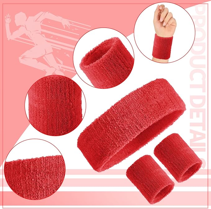 Civaner 12 Pcs 80s 90s Sweatbands Neon Headbands Wristbands for Men Women Party Sports Cotton Headbands Terry Cloth Athletic Sweat Bands for Tennis Football Gym Workingout Accessories