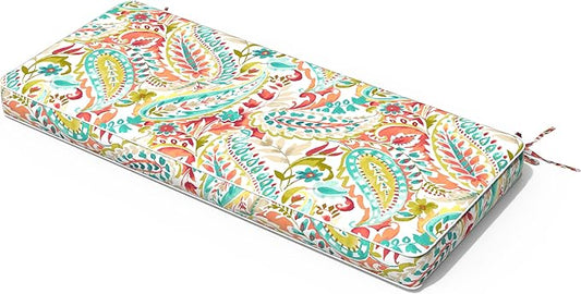 Outdoor Bench Cushion, Patio Furniture Cushion 45 x 18 x 3 Inch, Water Resistant Garden Sofa Swing Pad Settee Loveseat Couch Replacement Cushion, 1 Pack, Pretty Paisley