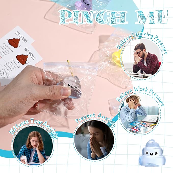 Wettarn 24 Sets Poop Gifts Inspirational Stress Balls with Support Card Positive Stress Relief Prank Colorful Poop Ball Appreciation Gifts for Employee Boss Pharmacy Vet Tech Medical Assistant