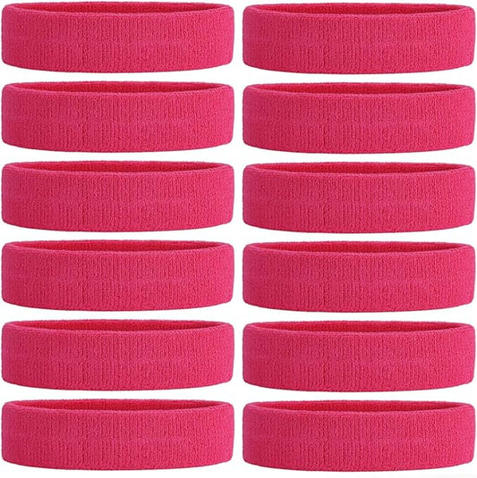ONUPGO Sweatband Headbands for Men & Women -12PCS Sports Headbands Moisture Wicking Athletic Cotton Terry Cloth Headband for Tennis,Basketball,Football,Gym,Working Out