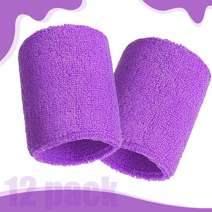 12 Pack Sweatbands Sports Wristband Cotton Sweat Band for Men and Women, Good for Tennis, Basketball, Running, Gym, Working Out