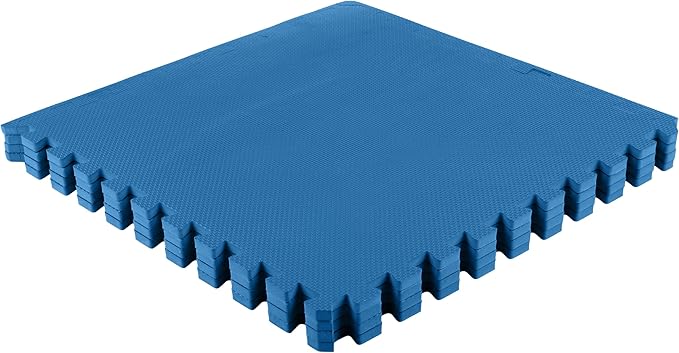 EVA Foam Mat Tiles 4-Pack - 16 SQ FT of Interlocking Padding for Garage, Playroom, or Gym Flooring - Exercise Mat or Baby Playmat by Stalwart (Blue)