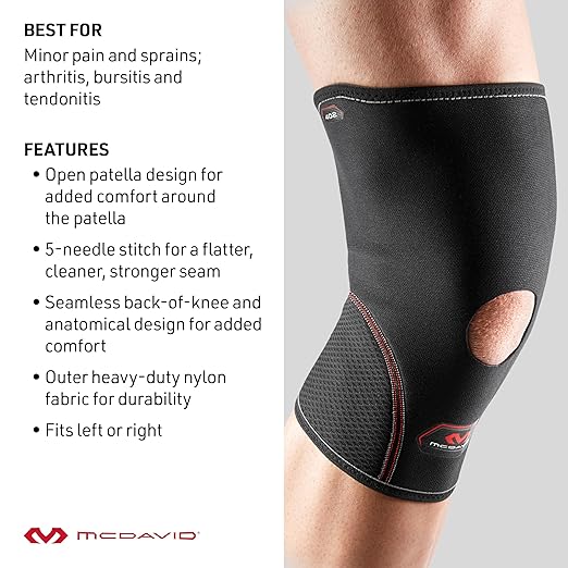 McDavid 402 Knee Support With Open Patella, Black, Large