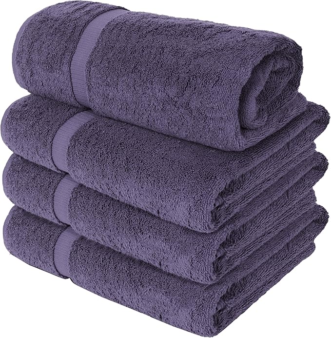 Chakir Turkish Linens | Hotel & Spa Quality 100% Cotton Luxury Turkish Towels | Soft & Absorbent (30x60 Inches Extra Large Bath Towels, Set of 4 - Plum)