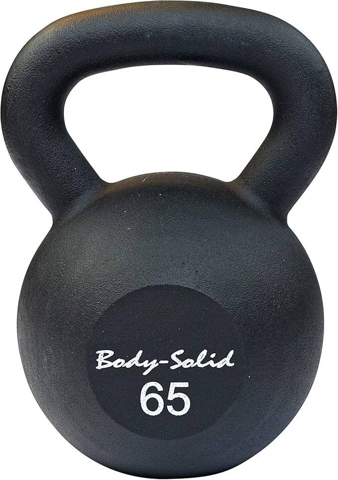 Body-Solid Matte Black Powder Coat Kettlebell with Kettle Grip Handle, Perfect Kettlebells for Weight Training and Core Workout Exercise Equipment