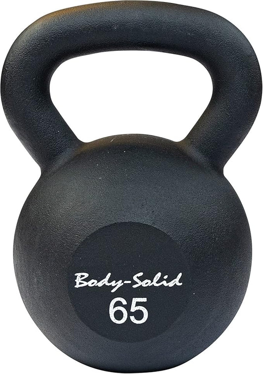 Body-Solid Matte Black Powder Coat Kettlebell with Kettle Grip Handle, Perfect Kettlebells for Weight Training and Core Workout Exercise Equipment