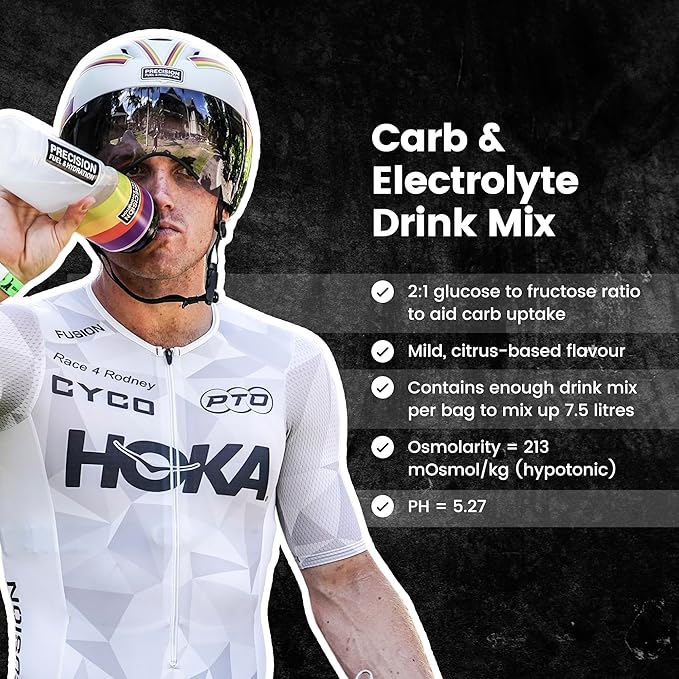 Precision Fuel PF 60 Carb & Electrolyte Drink Mix Powder for Hydration & Energy - Endurance Sports Nutrition, Vegan, Hypotonic - 60g Carb, 1000mg Sodium per Litre - Mild Citrus Flavor, 2-Pack