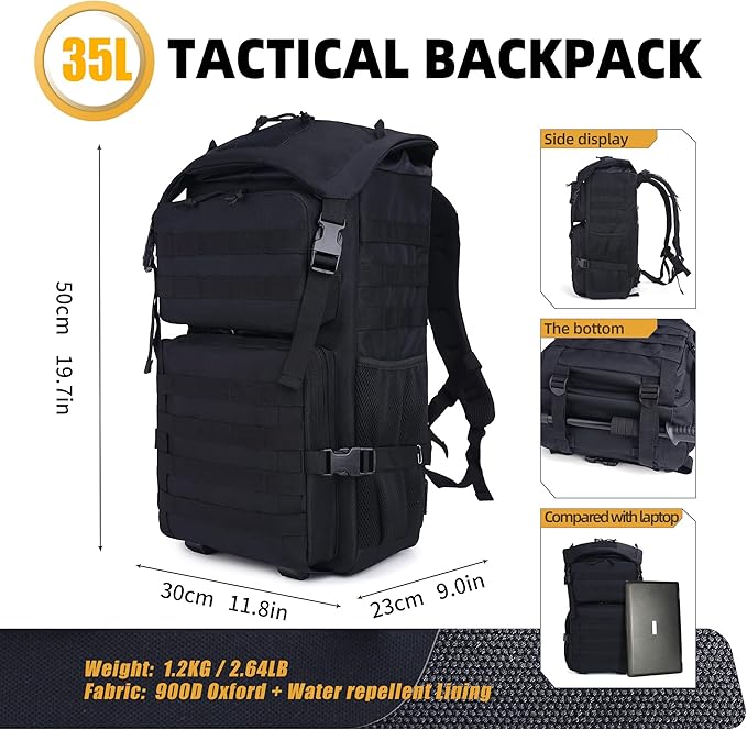 gracedon Military Tactical Backpack 40L for Camping Travel Hunting Hiking Bug Out Bag Molle Rucksack for Men
