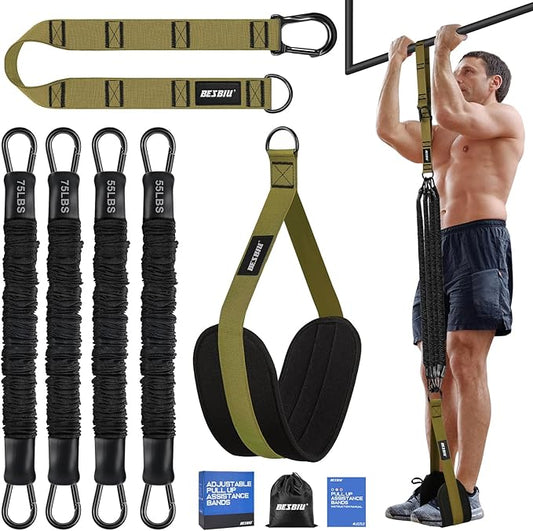 Pull Up Assistance Bands 260lbs, Heavy Pull Up Bands Resistance Bands for Pull Ups Working Out with Feet Rest, Pull Up Bar Bands Assistance Bands Strength Training Workout Equipment, Height Adjustable