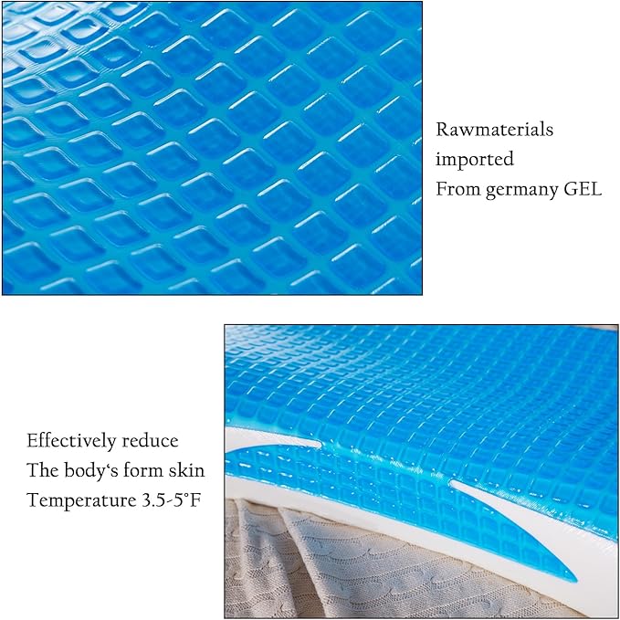 EUCIOR Cooling Gel Pillow,Memory Foam Cooling Gel Pillow,Cooling Orthopedic Memory Foam Pillow for Side Back Stomach Sleeper,A Relaxed Sleeping Experience - Pack of 1(Queen Size)