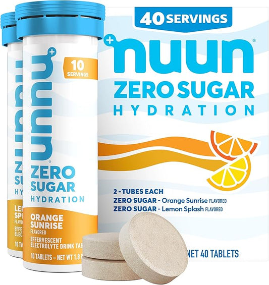 Nuun Zero Sugar Hydration Electrolyte Tablets - Sodium, Potassium, Chloride, Calcium, Magnesium, Light & Delicious Fruit Flavors, No Sugar, Gluten Free, Vegan, Mixed Citrus 4 Pack (40 Servings Total)