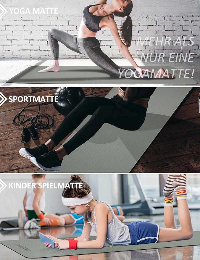 BEAUTYOVO Yoga Mat with Strap, 1/3 Inch Extra Thick Yoga Mat Double-sided Non Slip, Professional TPE Yoga Mats for Women Men, Workout Mat for Yoga, Pilates and Floor Exercises