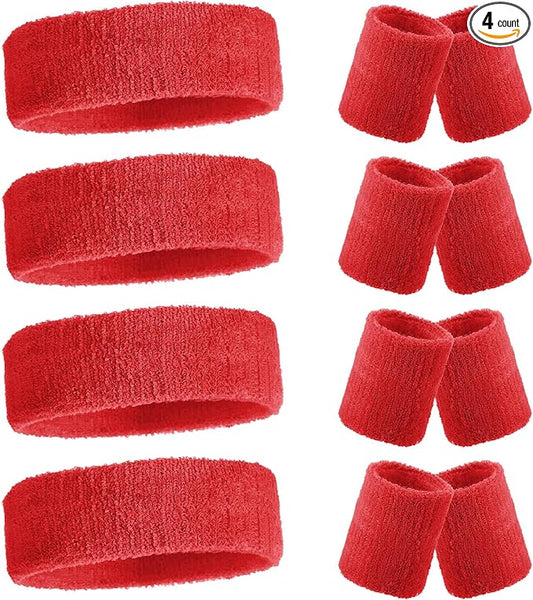 Civaner 12 Pcs 80s 90s Sweatbands Neon Headbands Wristbands for Men Women Party Sports Cotton Headbands Terry Cloth Athletic Sweat Bands for Tennis Football Gym Workingout Accessories