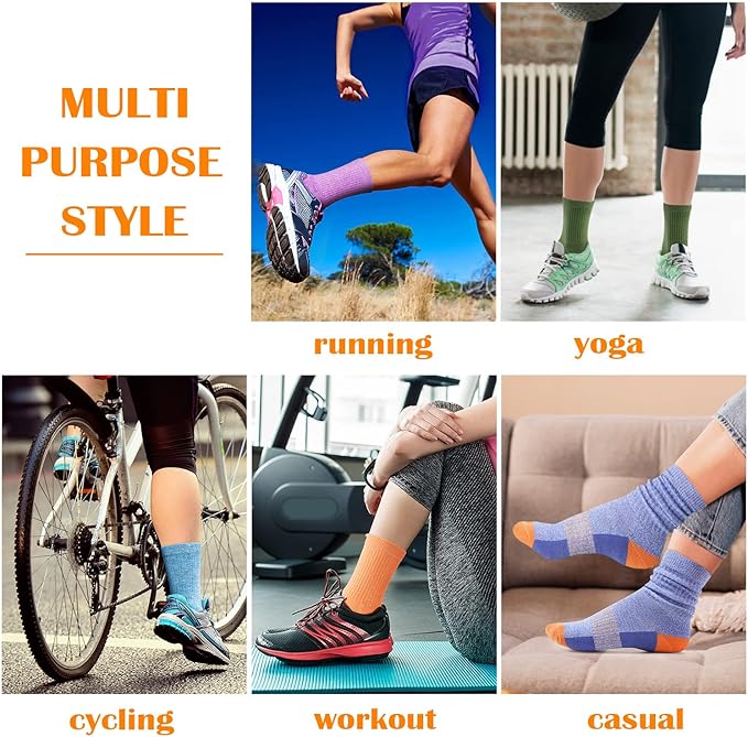 Gonii Women Socks Hiking Running Thick Cushion Athletic Crew Socks 5-Pair