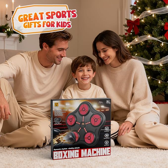 Cool Boxing Machine Toys for Kids Aged 3-12, Wall-Mounted Smart Bluetooth Punching Bag, Boxing Training Equipment with Boxing Glove, Birthday Gifts for 3 4 5 6 7 8 9 10 11 12 Year Old Boys
