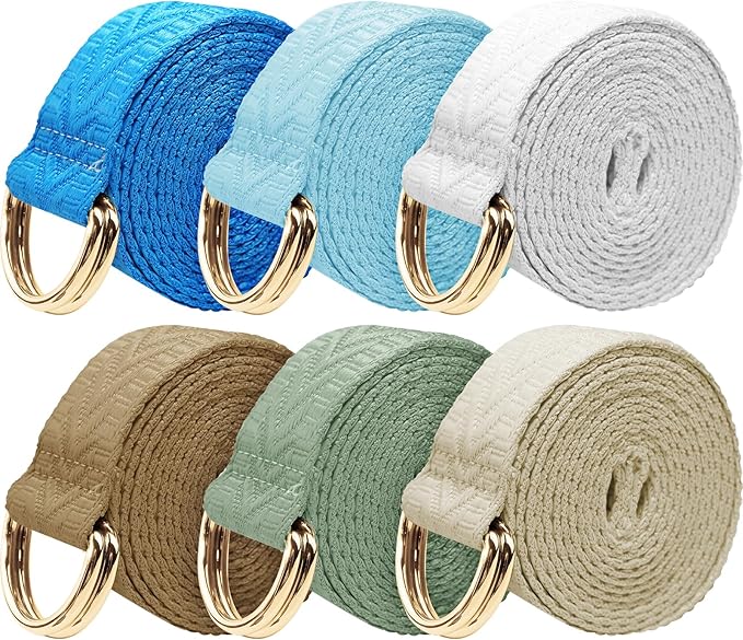 6 Packs Yoga Strap for Stretching Yoga Belt Adjustable Straps for Non Elastic Stretching Strap Exercise Straps for Pilates