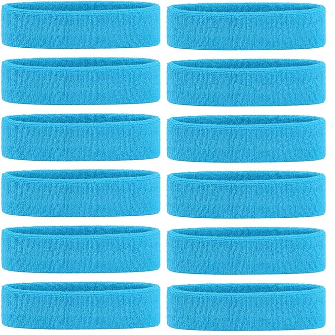 ONUPGO Sweatband Headbands for Men & Women -12PCS Sports Headbands Moisture Wicking Athletic Cotton Terry Cloth Headband for Tennis,Basketball,Football,Gym,Working Out