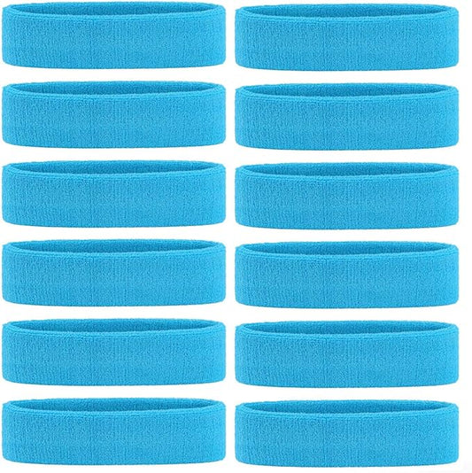 ONUPGO Sweatband Headbands for Men & Women -12PCS Sports Headbands Moisture Wicking Athletic Cotton Terry Cloth Headband for Tennis,Basketball,Football,Gym,Working Out