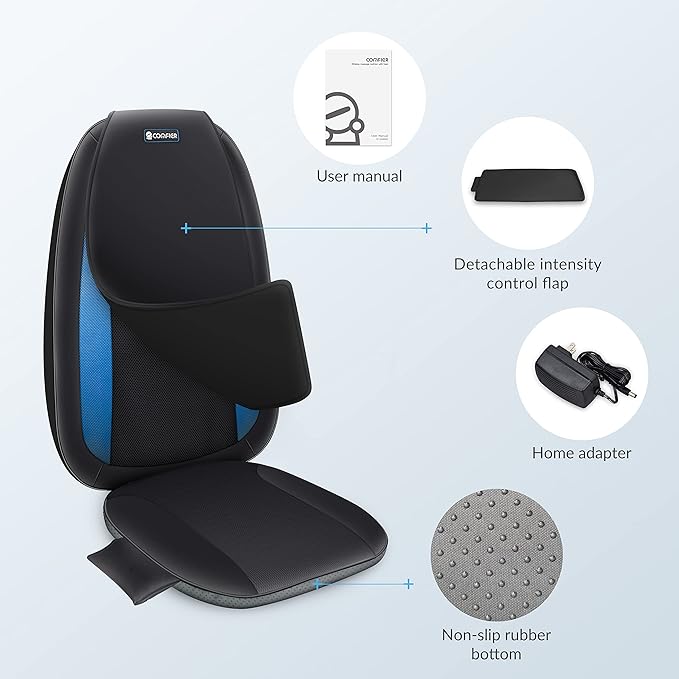 COMFIER Shiatsu Back Massager with Heat,Deep Tissue Kneading Massage Seat Cushion,Massage Chair Pad for Full Back,Body Massager for Home or Office Chair use, Gift