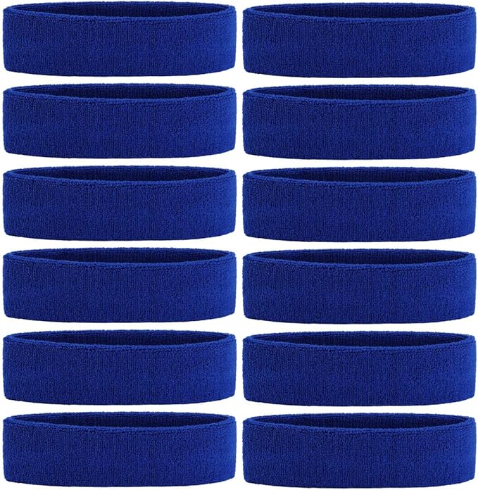 ONUPGO Sweatband Headbands for Men & Women -12PCS Sports Headbands Moisture Wicking Athletic Cotton Terry Cloth Headband for Tennis,Basketball,Football,Gym,Working Out