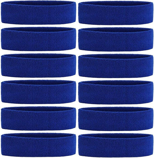 ONUPGO Sweatband Headbands for Men & Women -12PCS Sports Headbands Moisture Wicking Athletic Cotton Terry Cloth Headband for Tennis,Basketball,Football,Gym,Working Out