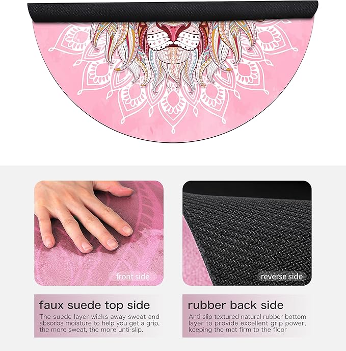 Round Meditation Pilates Yoga Mat Luxury Suede Large Yoga Mat Natural Rubber Non-Slip Base is ery Suitable for Meditation, Stretching, Yoga Environmental Protection, Fitness Exercise, Home and Outdoor. 140CM Diameter