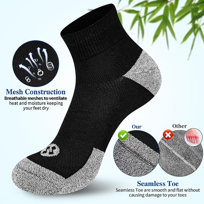 Diabetic Socks for Men,6 Pairs Ankle Mens Diabetic Socks,Diabetic Neuropathy Socks for Men 9-12