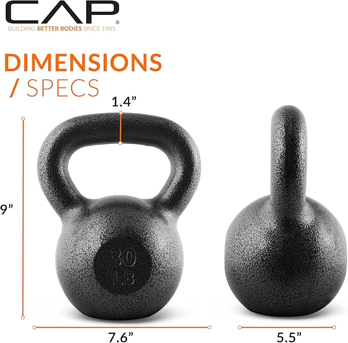 CAP Barbell Black Cast Iron Kettlebell Single or Set | 10-80 Lbs