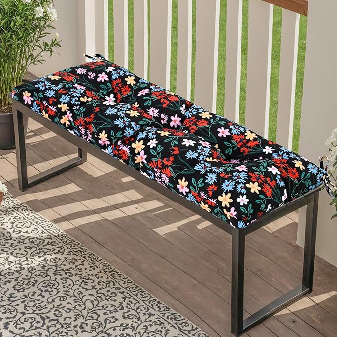 Outdoor Bench Cushion Waterproof, Tufted Bench Seat Cushion 36 x 15 Inch, Patio Wicker Indoor Seat Pads for Outside Garden Patio Balcony