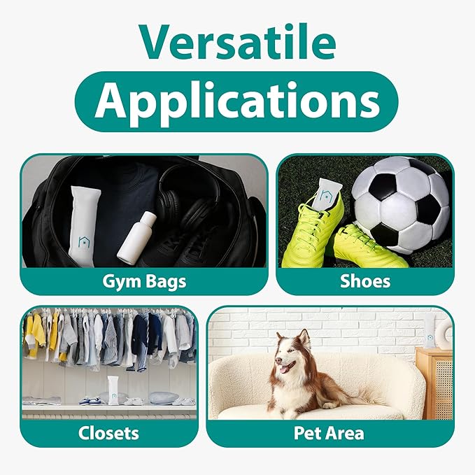 Shoe Deodorizer 4-Pack (8 Count) - Odor Eliminator, Air Freshener, Smell Absorber, Scent Remover for Shoes, Gym Bags, Soccer Cleats, Closets, Pet Area, Reusable - Shoe Deodorant